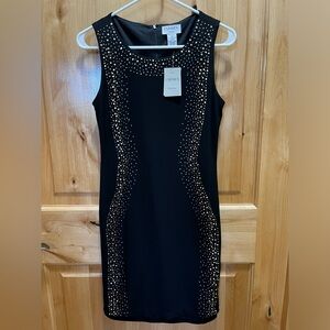 Carmen Marc Valvo Black Jersey Sleeveless Embellished Dress: Size S, NWT